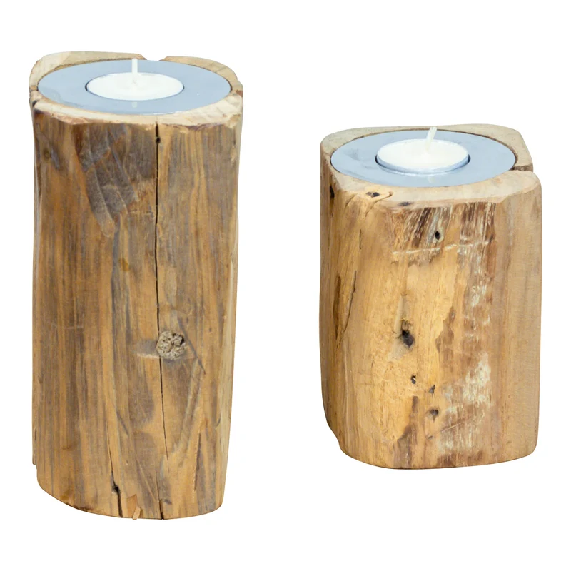 Teelichthalter aus Astholz, 2er Set