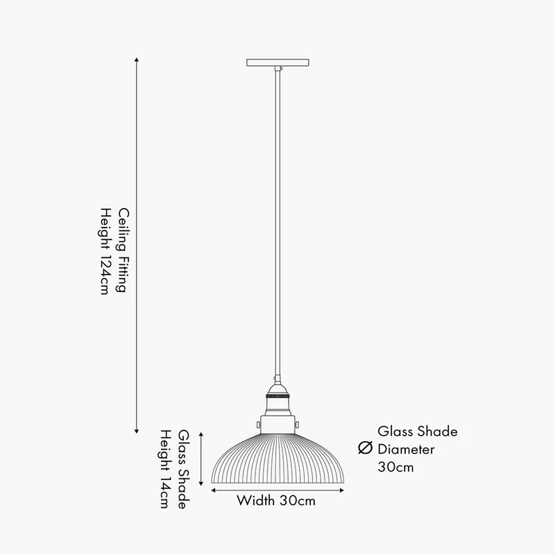 Bowery Large Ribbed Glass with Antique Bronze Fitting Elec Pendant | OUTLET
