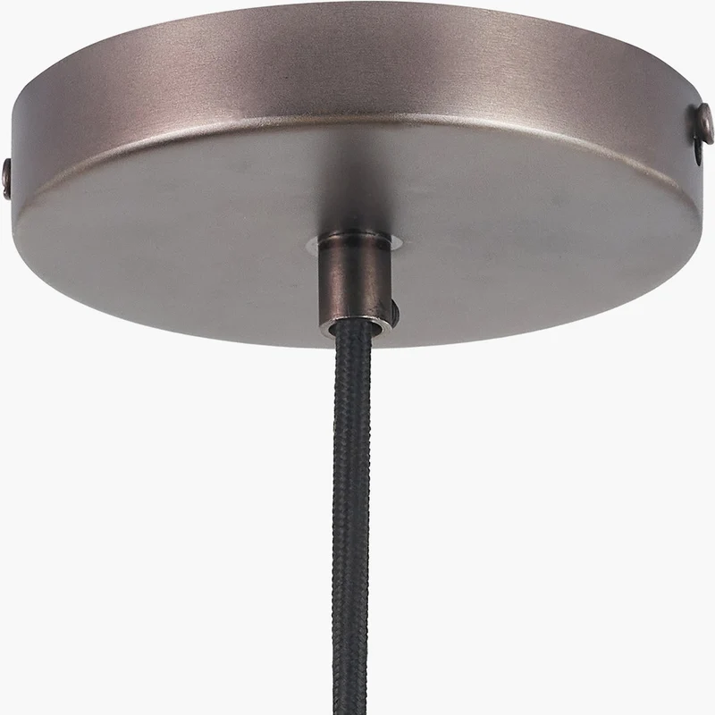 Bowery Large Ribbed Glass with Antique Bronze Fitting Elec Pendant | OUTLET
