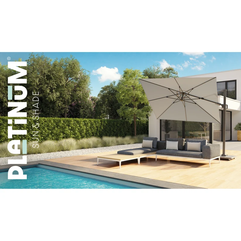 Platinum Sun & Shade zweefparasol Challenger T² 300x300 lichtgrijs