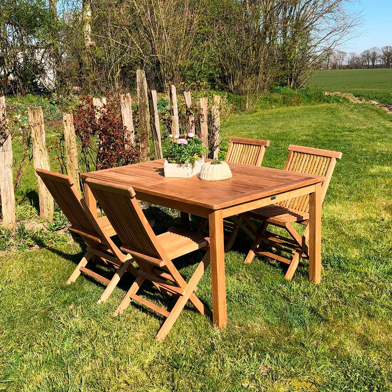 Teak Bistrotisch Classic - rechteckig, 120 x 80 cm