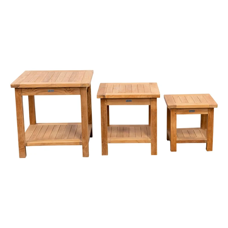 Teak Beistelltisch Kendari mit Ablage, 60 x 60 cm