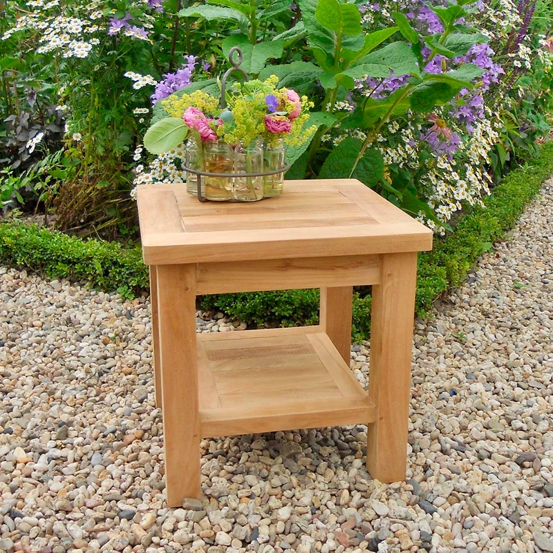 Teak Beistelltisch Kendari mit Ablage, 50 x 50 cm