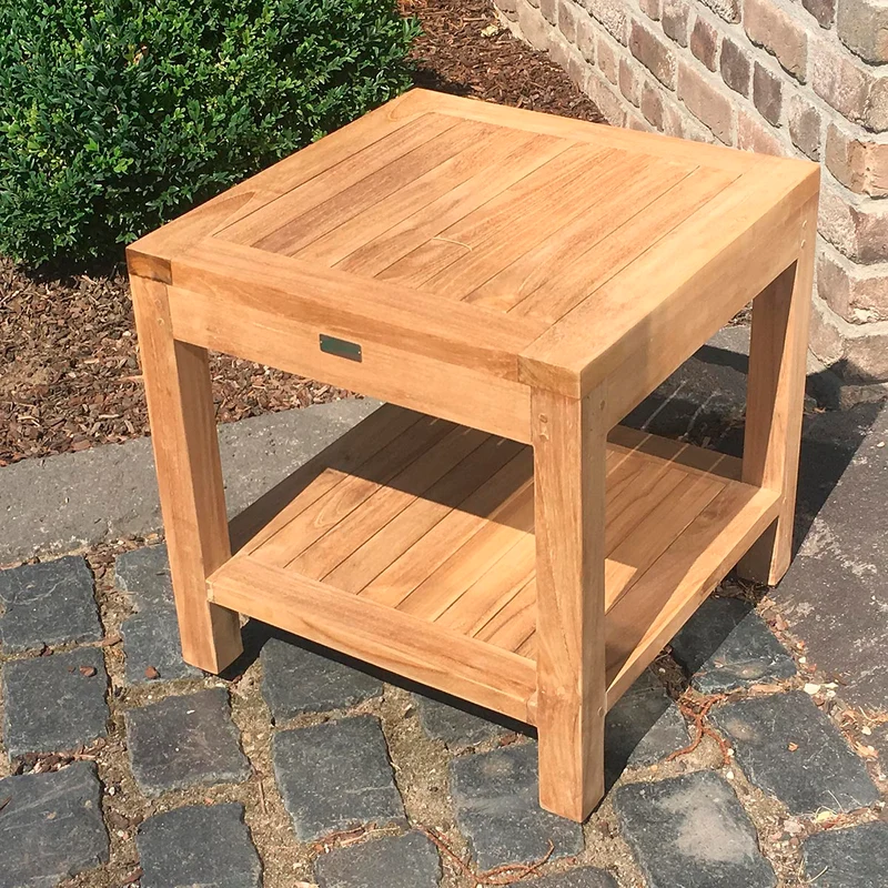 Teak Beistelltisch Bristol, 50 x 50 x 50 cm mit Ablage