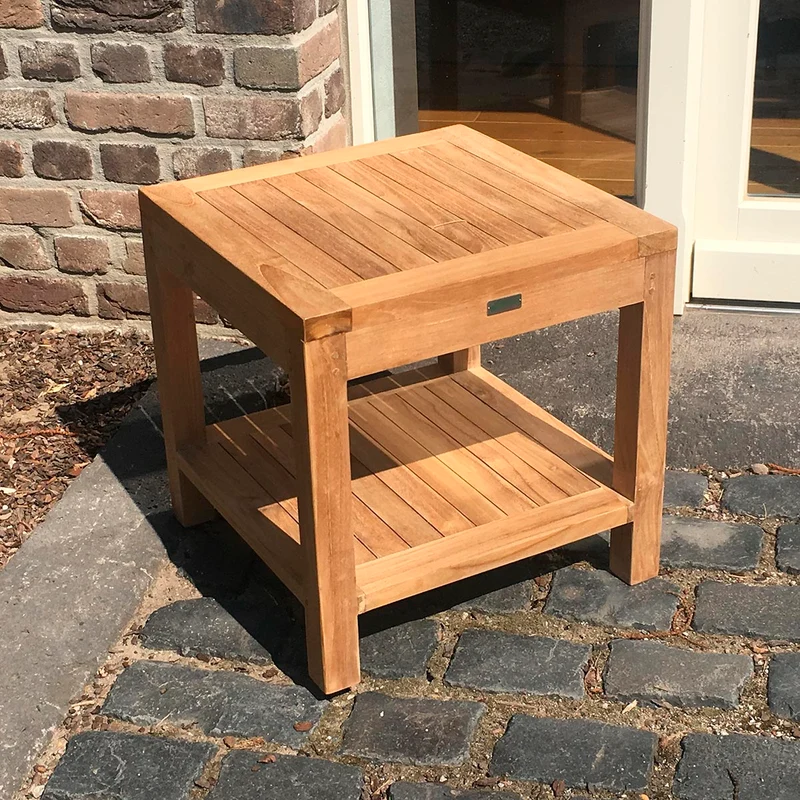 Teak Beistelltisch Bristol, 50 x 50 x 50 cm mit Ablage