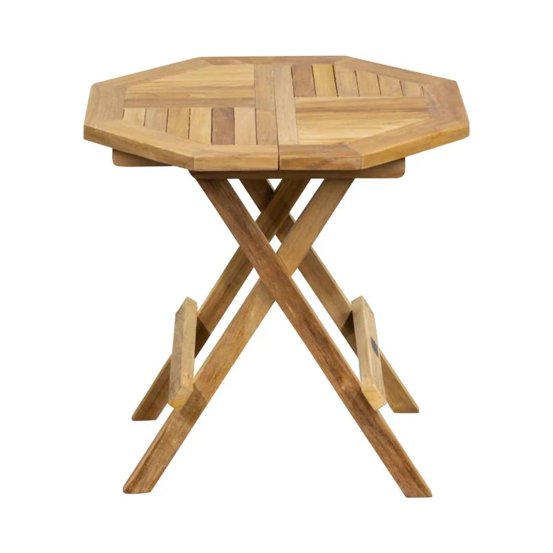 Teak Beistellklapptisch Picknick, achteckig, 50x50cm