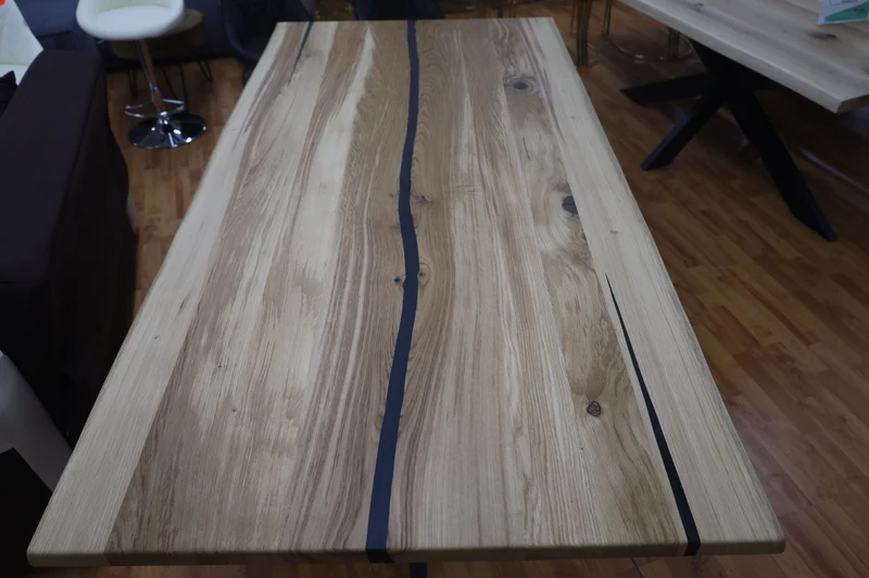 Esstisch Tisch +Massivholz Eiche VOLL 4cm +Baumkante +Epoxidharz