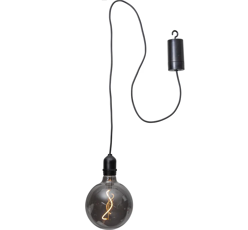 Outdoor batteriebetriebene LED Pendellampe Bowl in schwarz