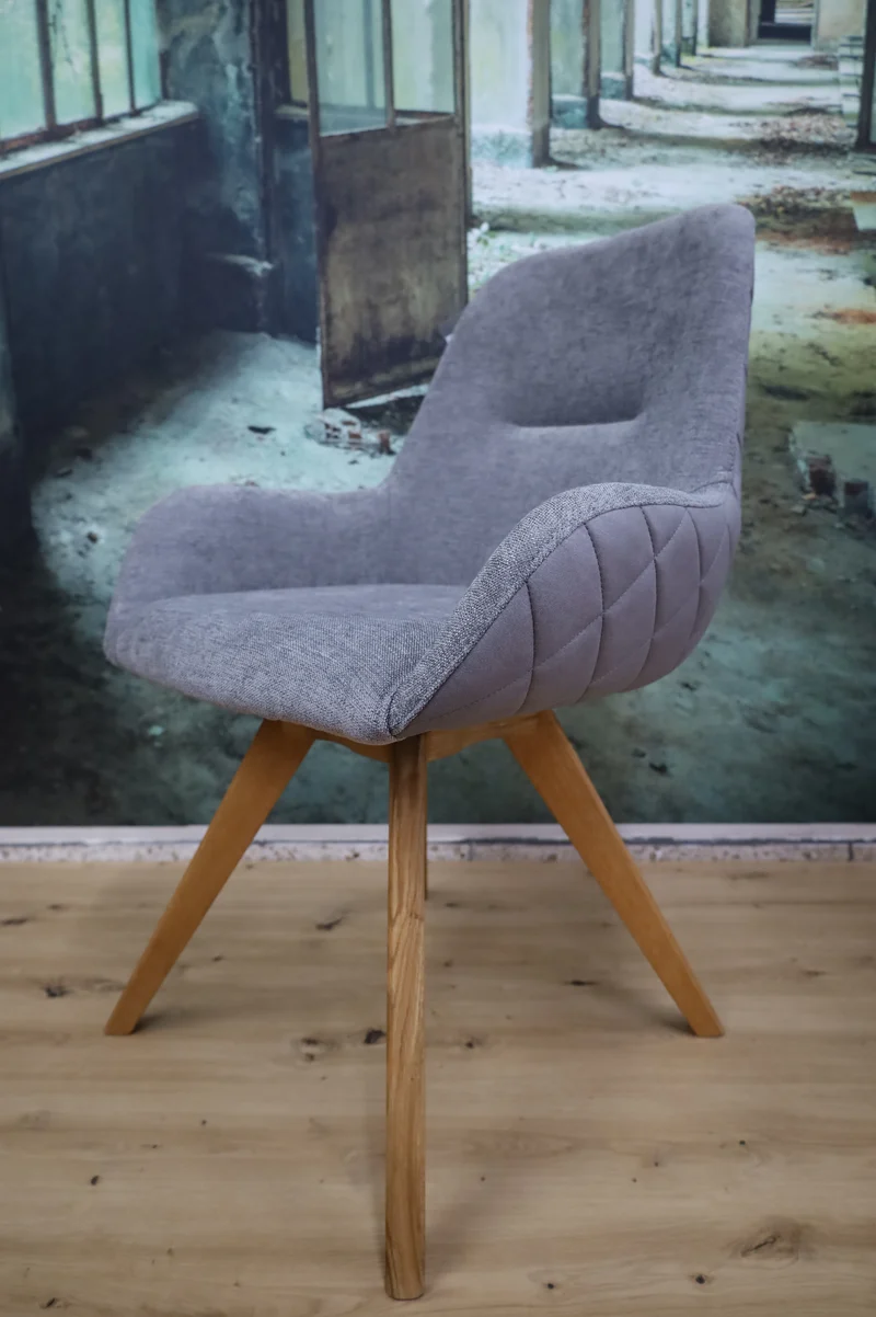 Stuhl Esszimmer +180° drehbar + Rückdrehfunktion + Massivholz Gestell