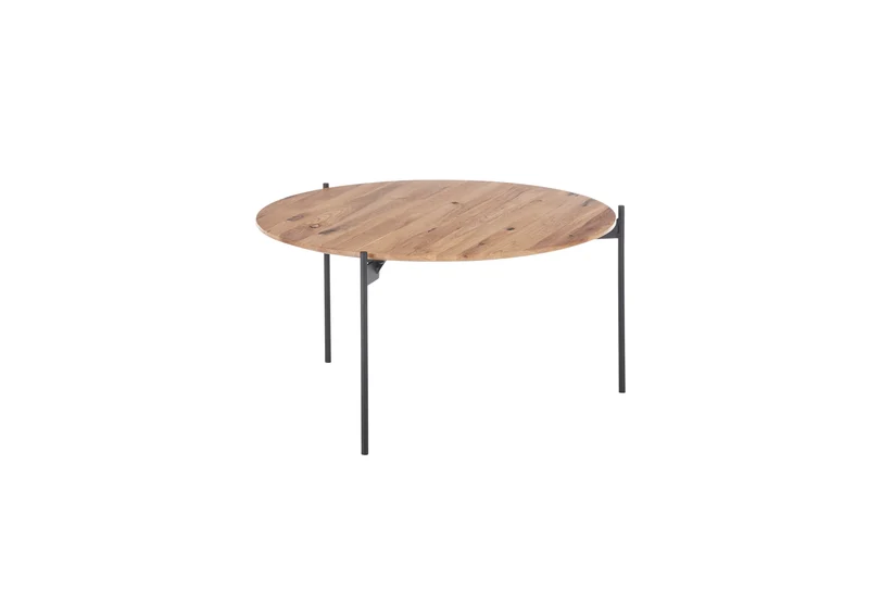 Couchtisch+ Eiche Massiv Holz + Metall Gestell Schwarz Matt