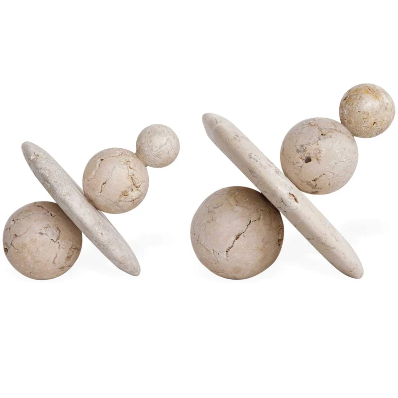 Quarried Stone Indoor-Outdoor Sculptures, Set of 2