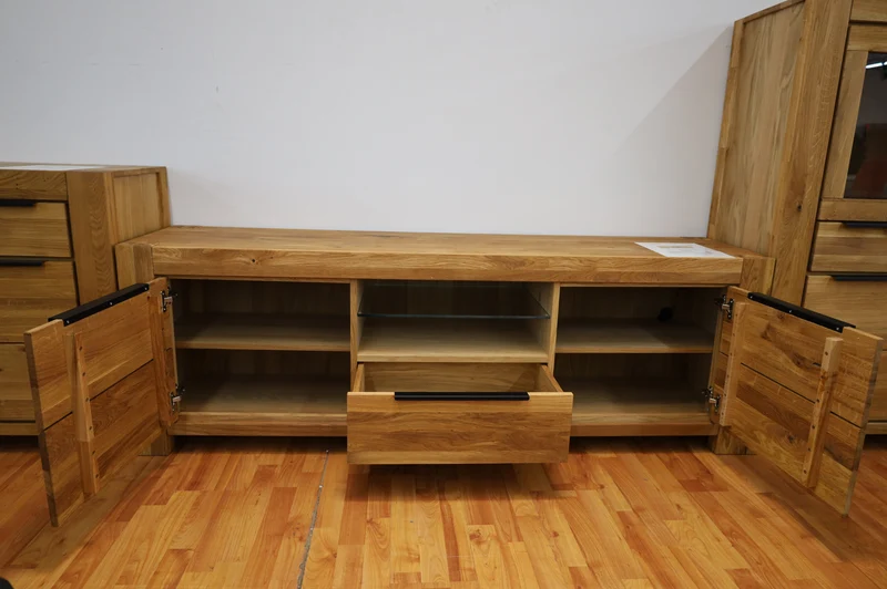 Tv-Kommode + Soft-Close + Front Massiv Holz Eiche + Stauraum groß