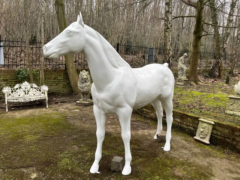 Casa Padrino Luxus XXL Deko Skulptur Pferd Weiß 220 x H. 190 cm