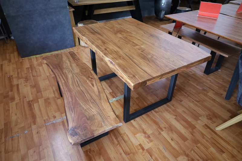Esstisch Tisch + Massivholz Akazie +Echte Baumkante 180x90cm