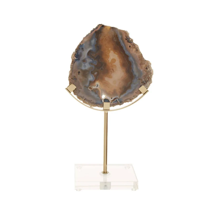 Bowerbird Black And Gold Agate Sculpture | OUTLET