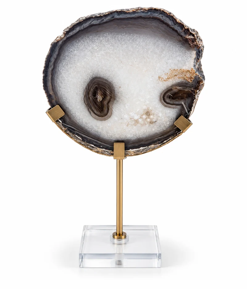 Bowerbird Black And Gold Agate Sculpture | OUTLET