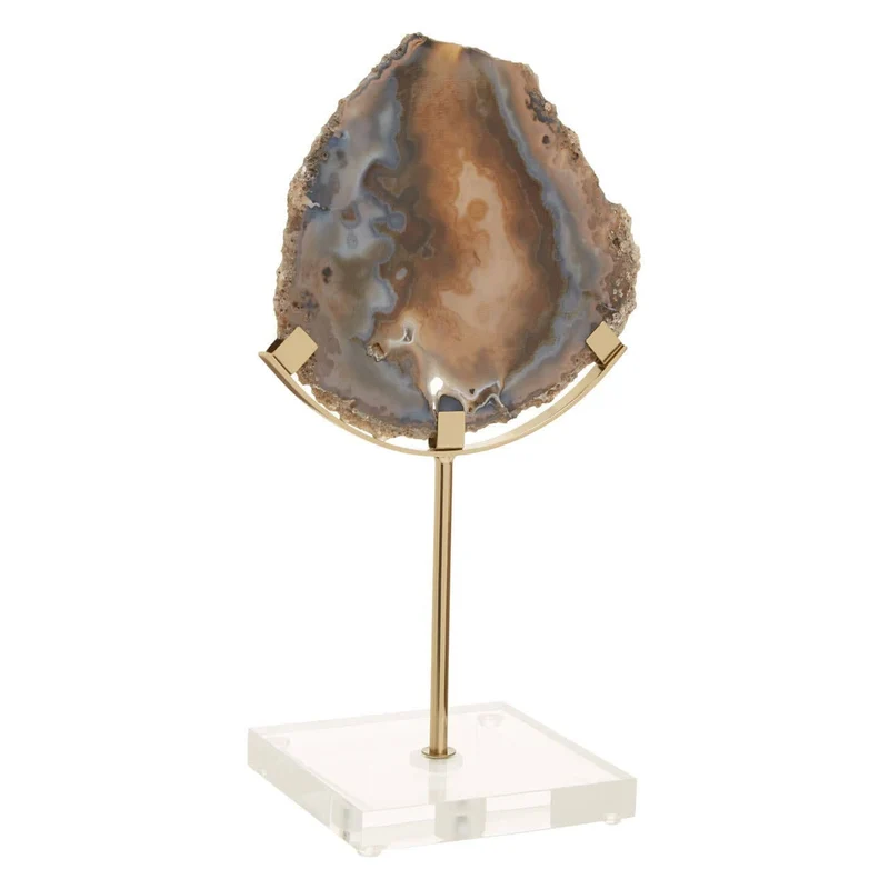 Bowerbird Black And Gold Agate Sculpture | OUTLET