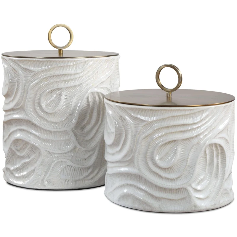 Ivory Tide Canisters, Set of 2