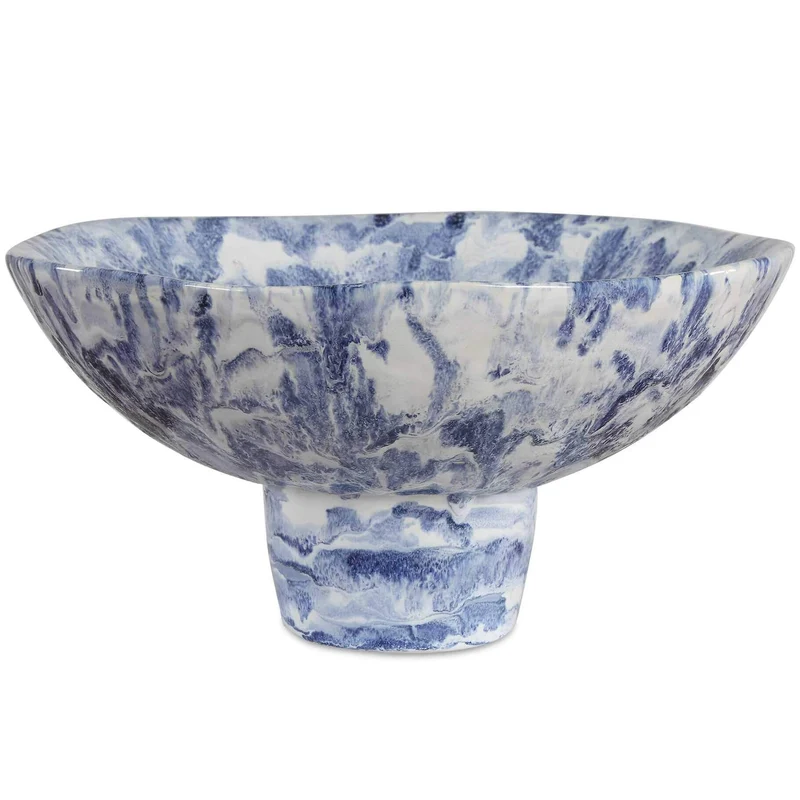 Indigo Marble Pedestal Bowl