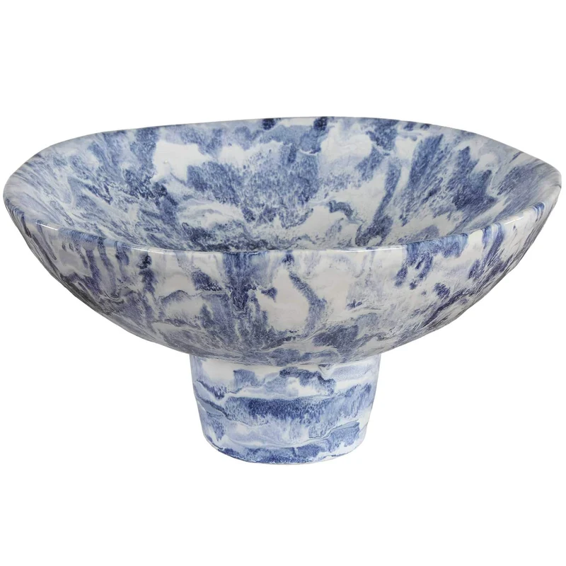 Indigo Marble Pedestal Bowl