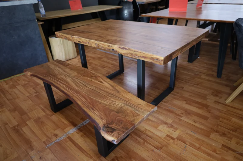 Esstisch Tisch + Massivholz Akazie +Echte Baumkante 160x90cm