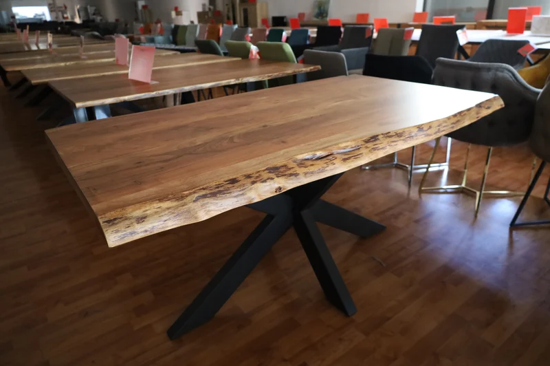 Esstisch Tisch + Massivholz Akazie +Echte Baumkante 220x100cm
