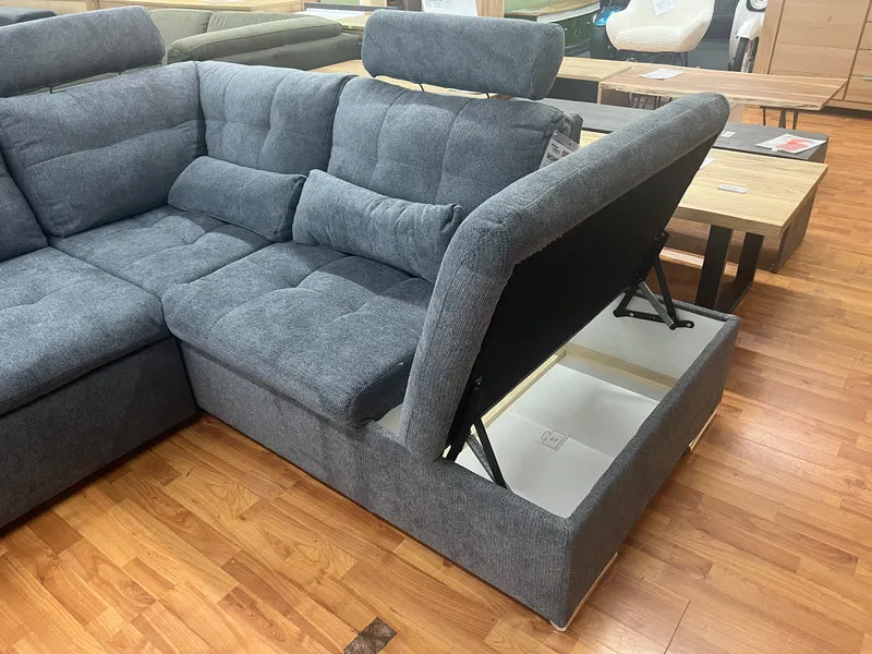 Wohnlandschaft Couch Sofa Maße: 257 x 208cm + Bettfunktion + Stauraum + Kopfteile verstellbar + Armlehne verstellbar + Kissen