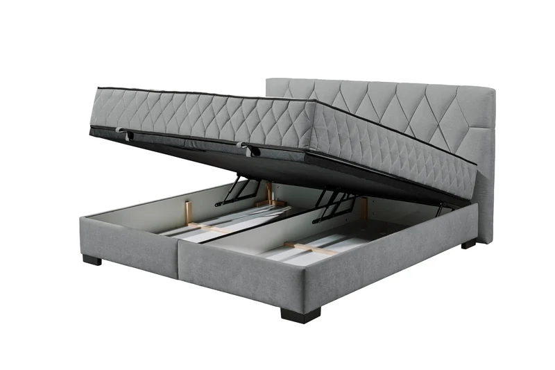 Bett Kastenbett + Stauraum + wende Matratzen + grau oder Beige auf Lager