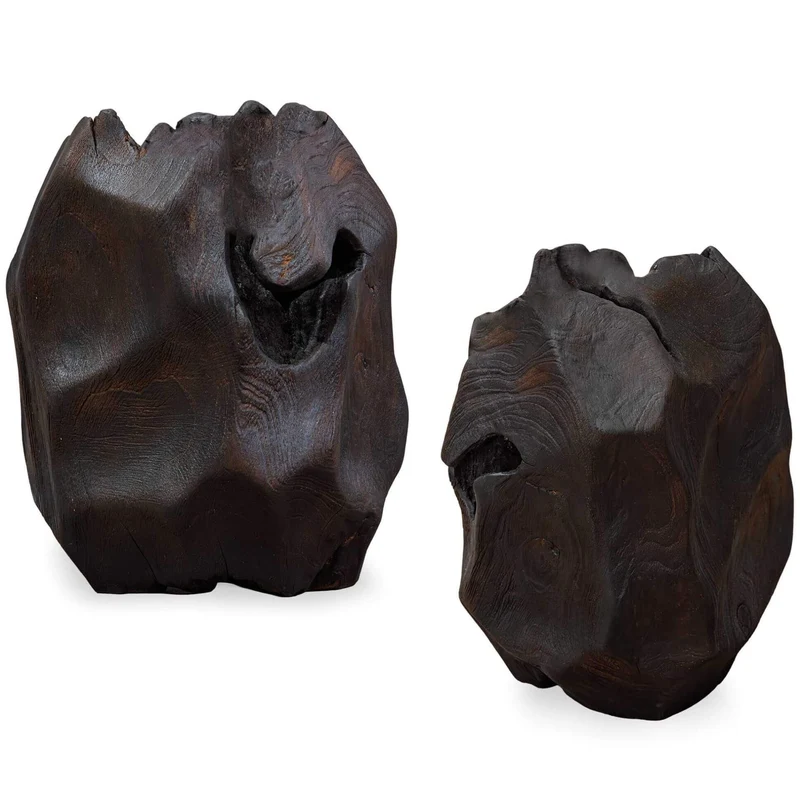 Ember Root Teak Sculpture, Set of 2