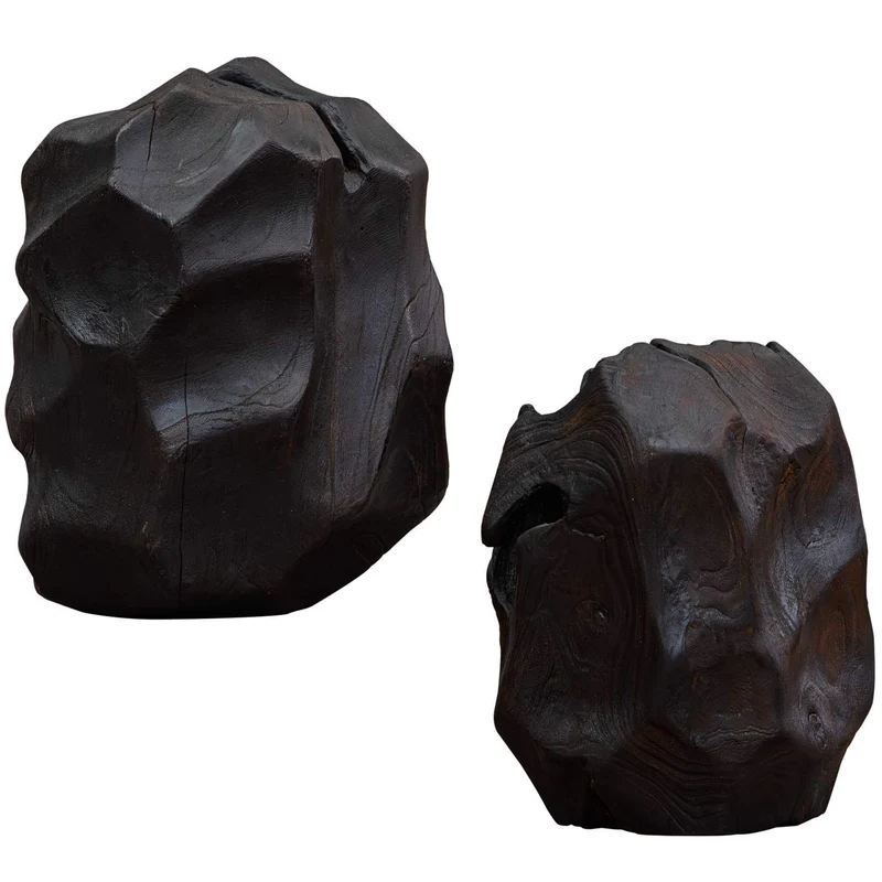 Ember Root Teak Sculpture, Set of 2