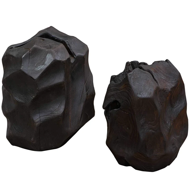 Ember Root Teak Sculpture, Set of 2