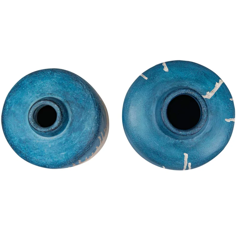 Coastal Cascade Indoor-Outdoor Blue Vases, Set of 2