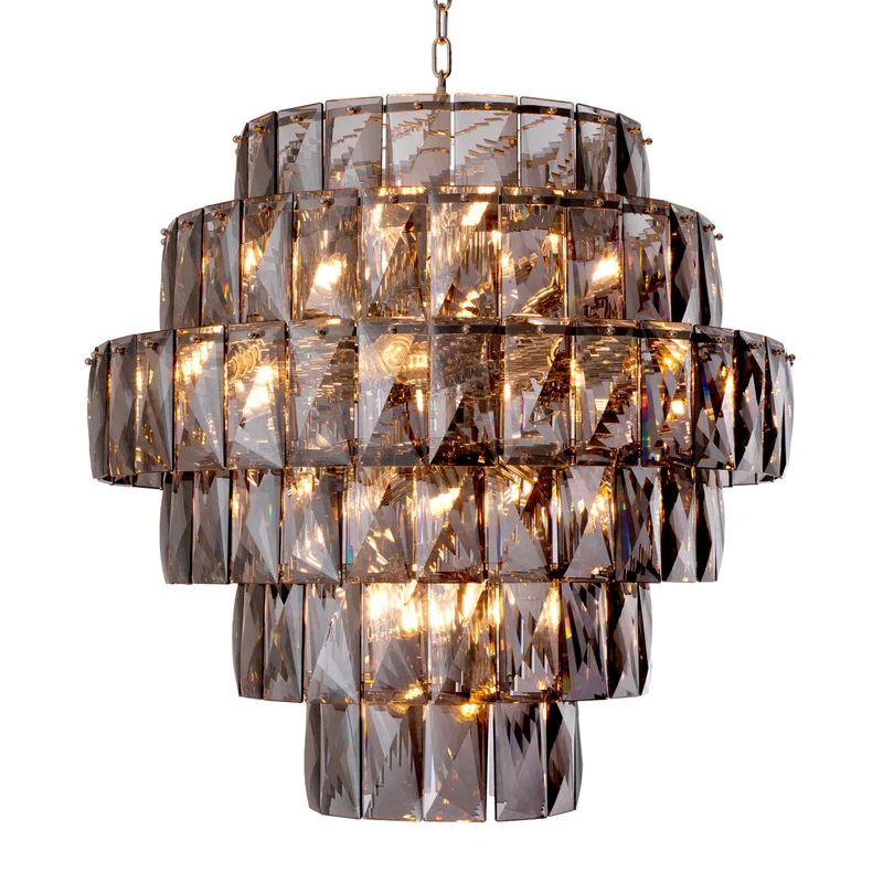 Chandelier Amazone L - Nickel Finish with Smoke Glass
