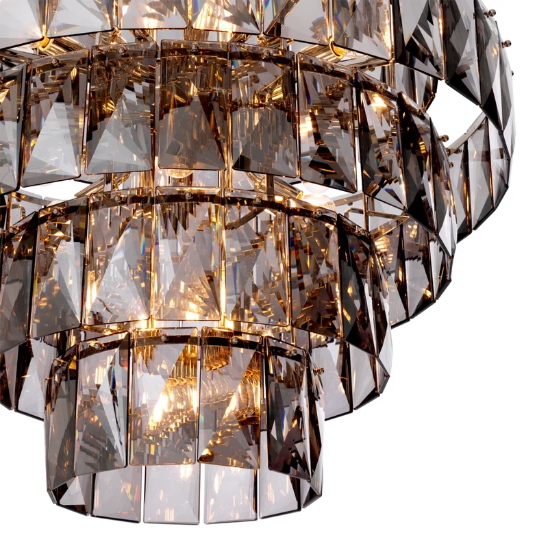 Chandelier Amazone L - Nickel Finish with Smoke Glass