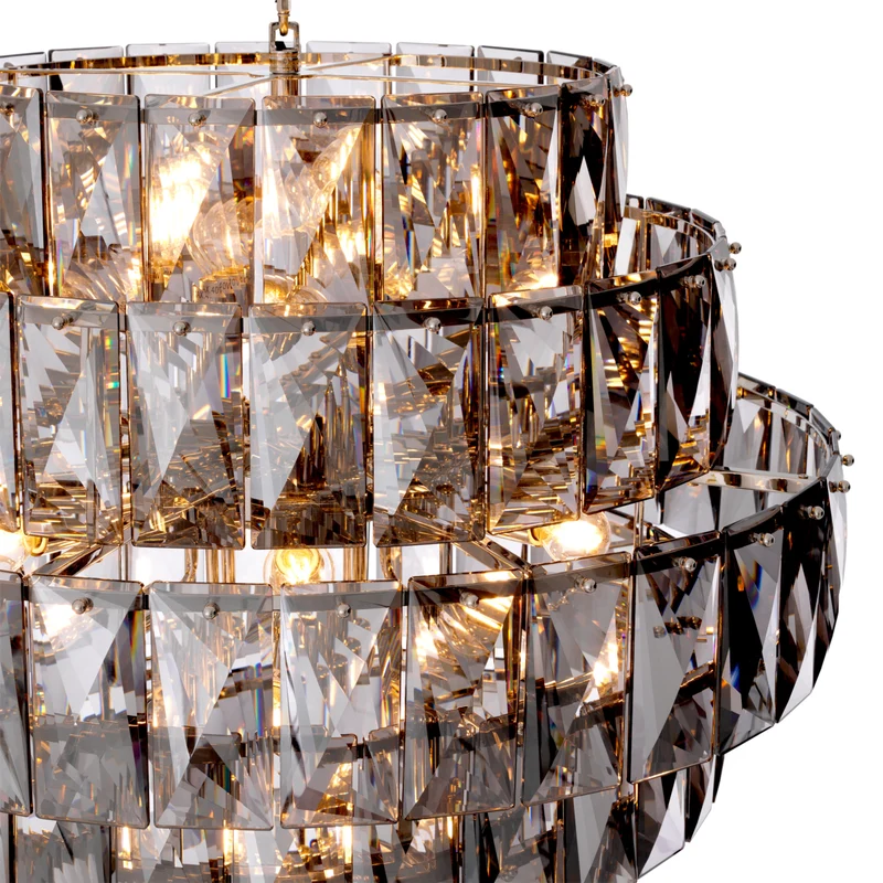 Chandelier Amazone L - Nickel Finish with Smoke Glass