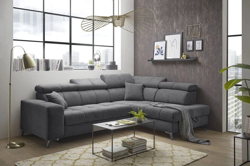 Sofa Couch + Elektrische Sitztiefe + Stauraum Groß + Kopfteile verstellbar