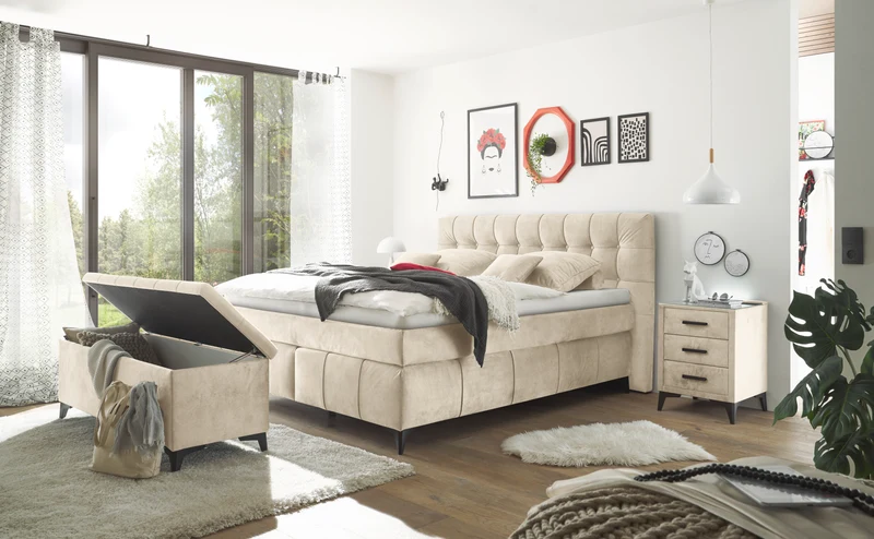 Boxspringbett Bett + Topper + 180x200cm +Neu auf Lager