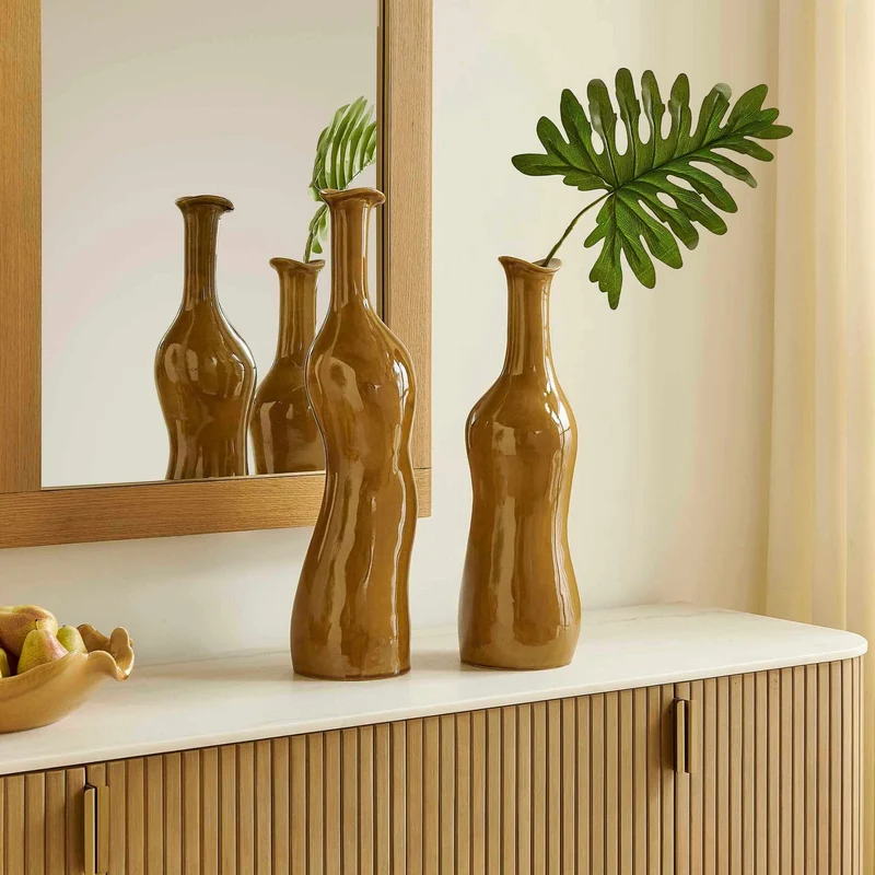 Sienna Flow Indoor-Outdoor Bottle Vases, Set of 2