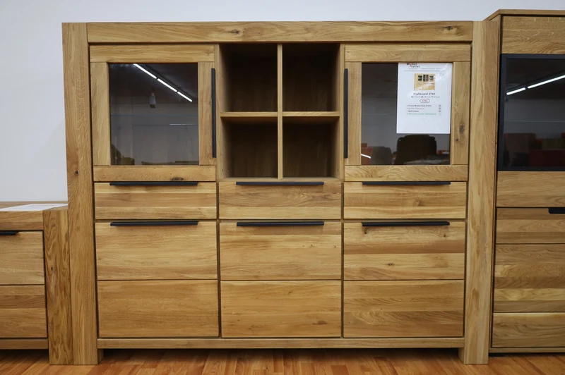 Highboard + Soft-Close + Front Massiv Holz Eiche +Stauraum groß