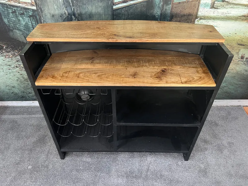 Theke Bar Raumteiler + Massivholz + Regale + Glashalterung
