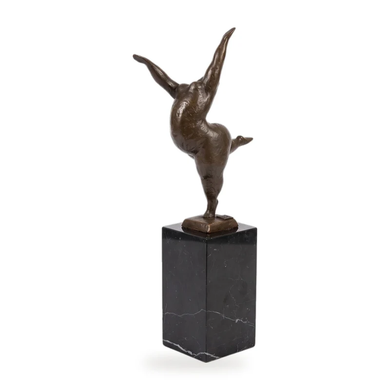 Casa Padrino Luxus Bronze Skulptur Tänzerin auf schwarzem Marmorsockel