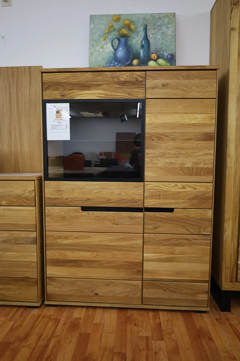 Highboard + Soft-Close + Front Massiv Holz Eiche + Stauraum groß