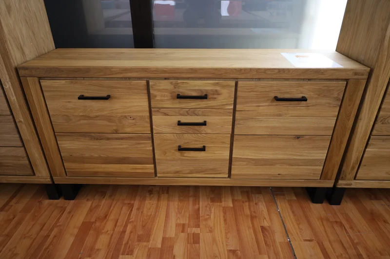 Highboard + Soft-Close + Front Massiv Holz Eiche + großer Stauraum