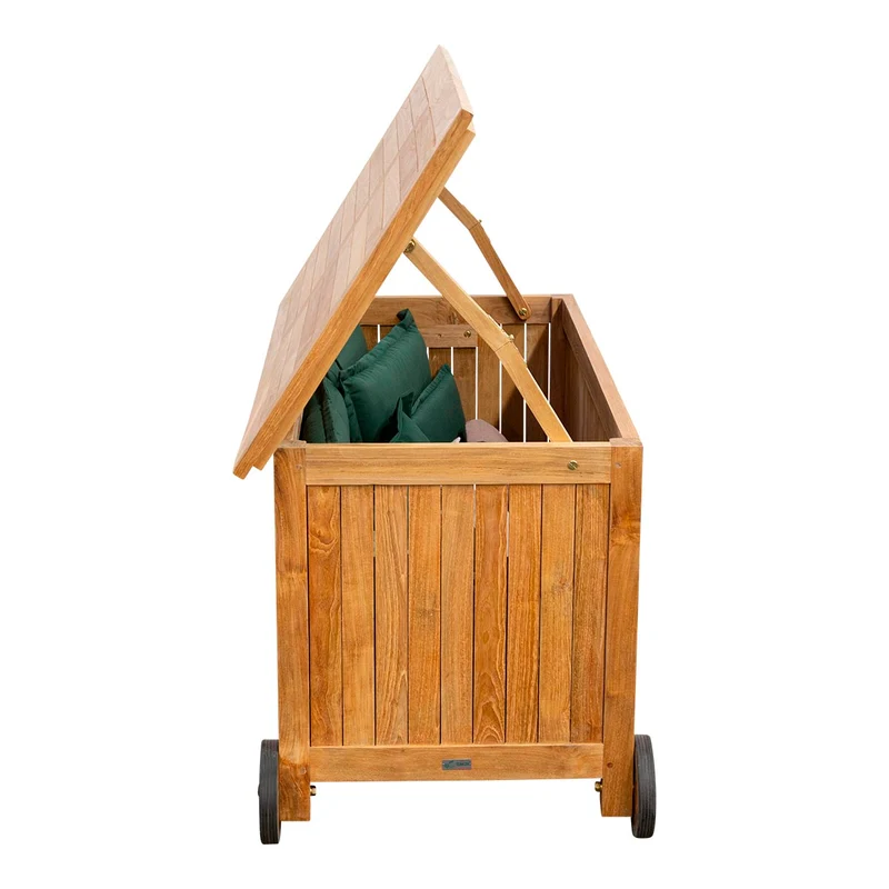 Teak Kissenbox, Kissentruhe mit Rädern