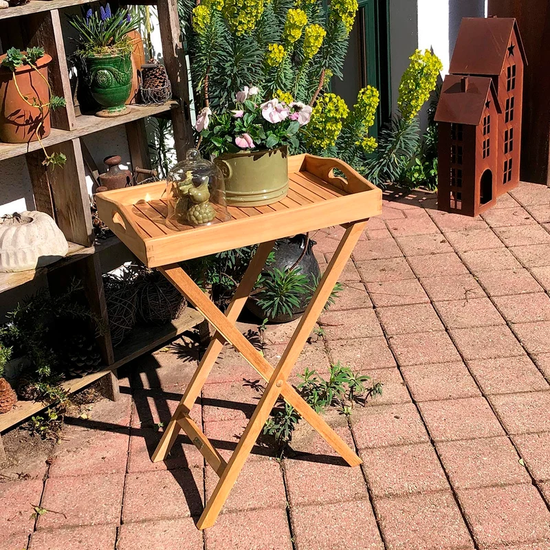 Teak Tablett mit Ständer