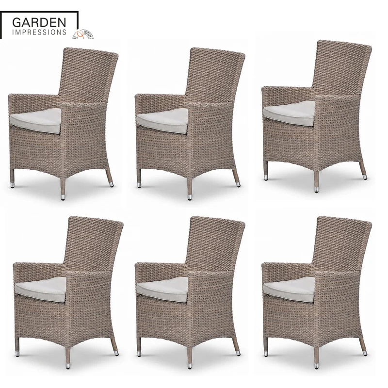 Garden Impressions Costa tuinstoelen set van 6 wicker met kussen