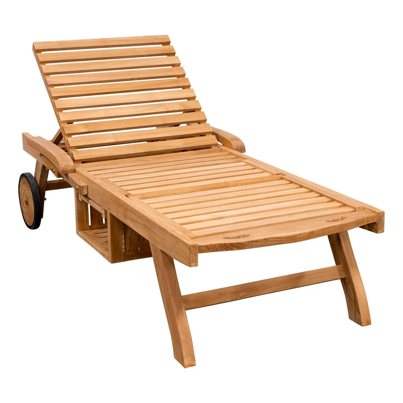 Teak Sonnenliege mit Rollen Haiti