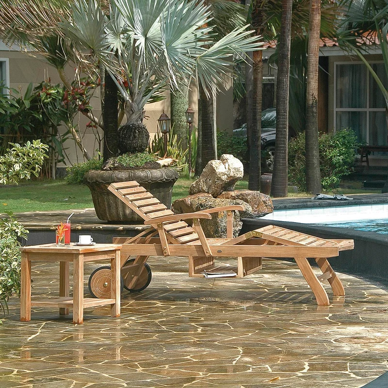 Teak Sonnenliege mit Rollen Haiti