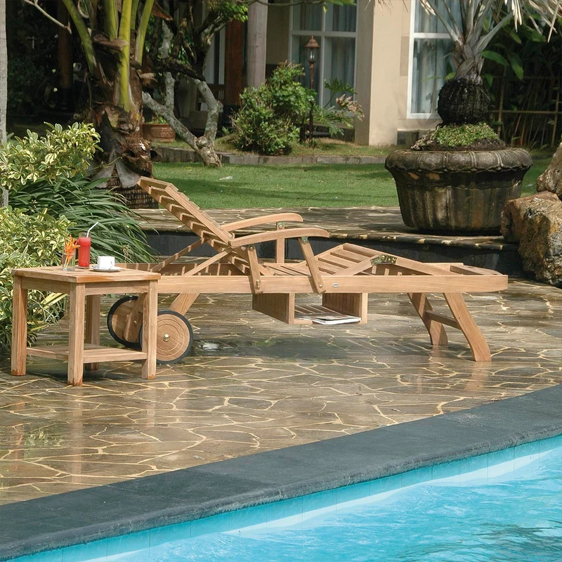 Teak Sonnenliege mit Rollen Haiti