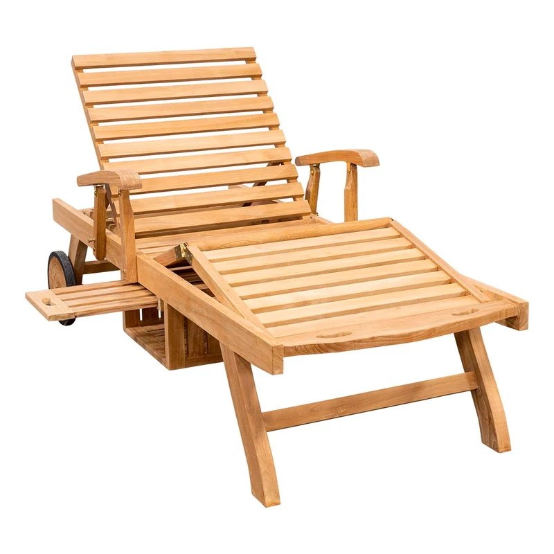 Teak Sonnenliege mit Rollen Haiti